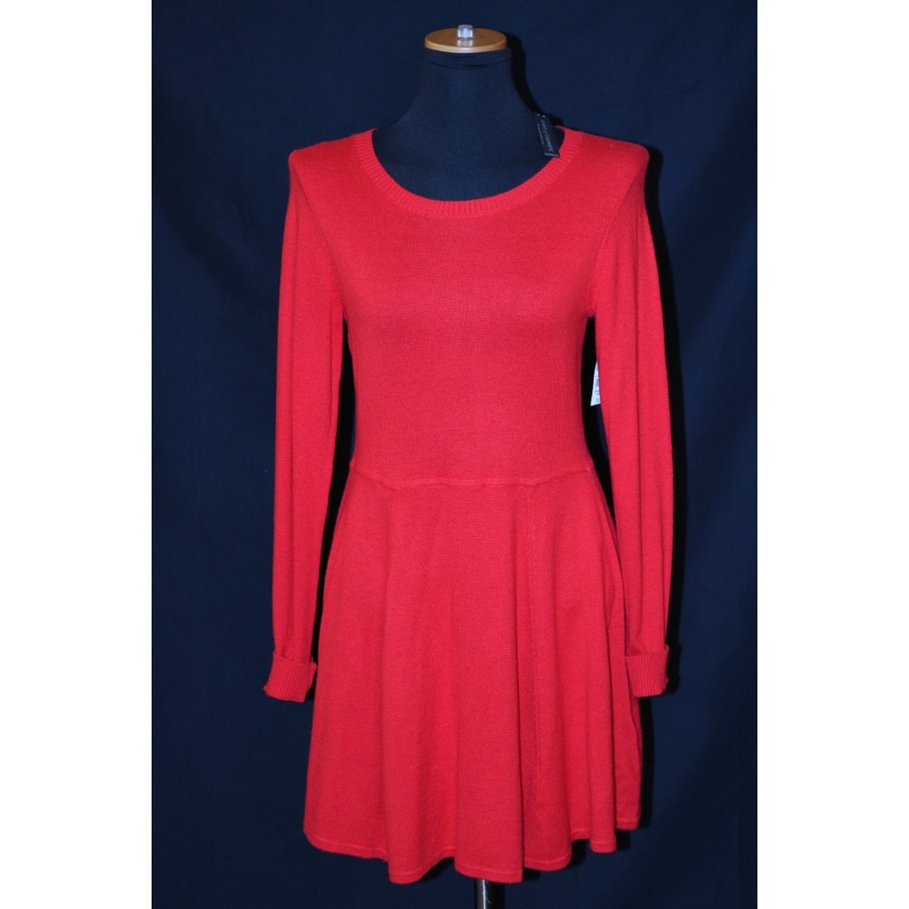 New Express A Hint of Cashmere Red Sweater Dress